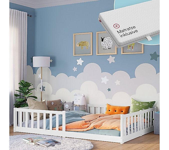 Bellabino Kinderbett Vere mit Rausfallschutz und Lattenrost (weiß mit Matra günstig online kaufen