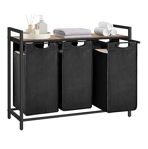 VASAGLE Wäschekorb, 3 Fächer, mit Ablage, ausziehbar und abnehmbar, 3 x 38 günstig online kaufen