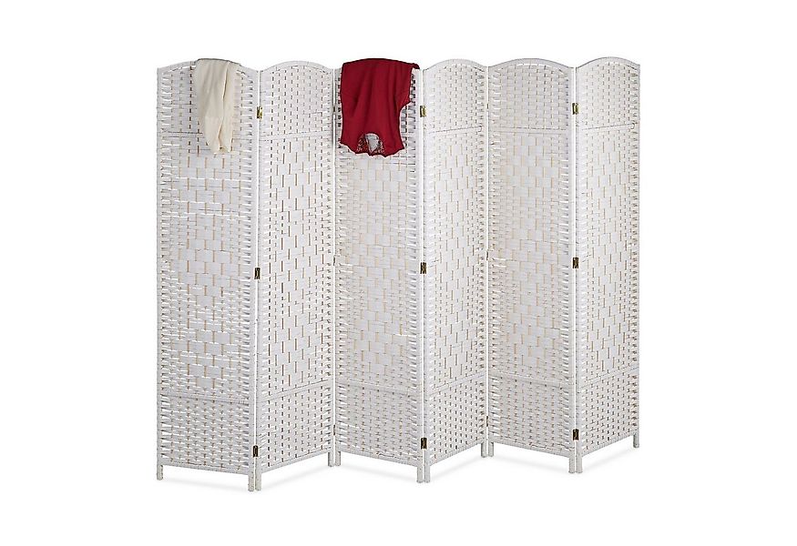 relaxdays Paravent Raumteiler 6 teilig, weiß günstig online kaufen