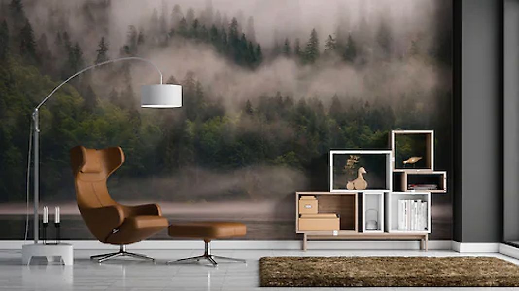 A.S. Création Vliestapete »Fototapete Wald im Nebel Grün Grau Naturmotiv« m günstig online kaufen
