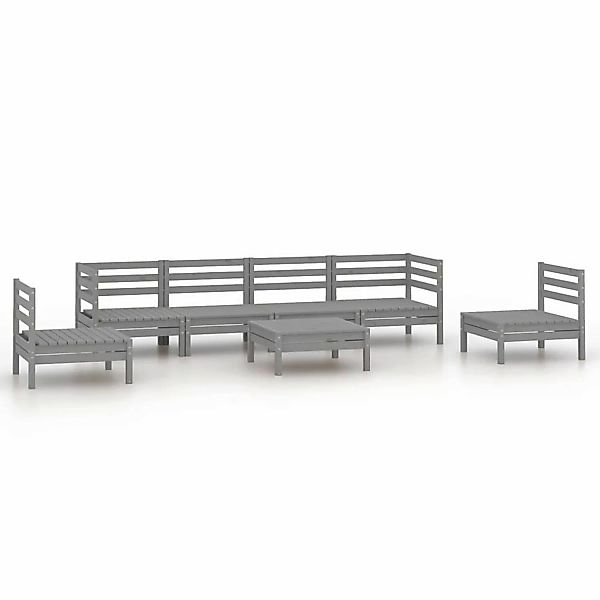 7-tlg. Garten-lounge-set Grau Kiefer Massivholz günstig online kaufen