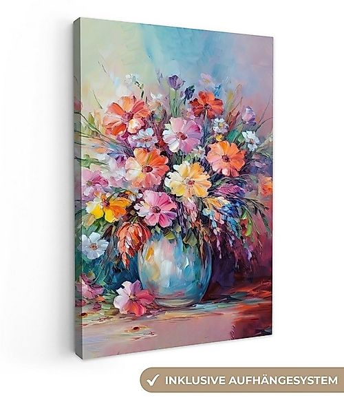 OneMillionCanvasses® Leinwandbild Blumen - Kunst - Malerei - Frühling - Blu günstig online kaufen