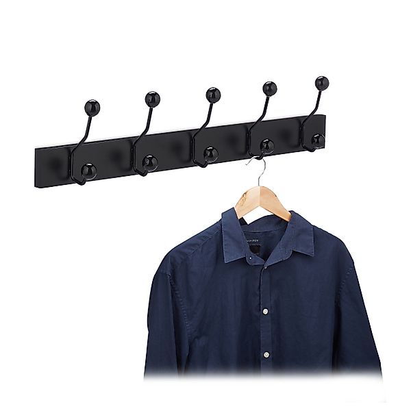 relaxdays Hakenleiste Schwarze Garderobenleiste mit 5 günstig online kaufen
