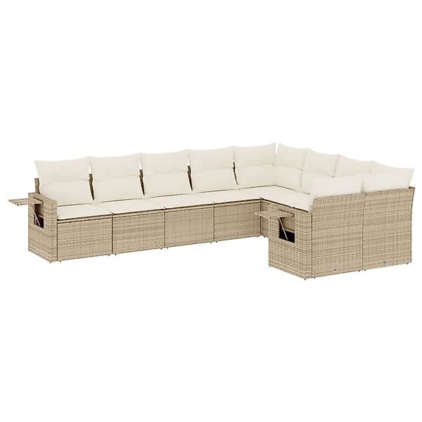 vidaXL 9-Tlg Garten-Sofagarnitur mit Kissen Beige Poly Rattan 3252975 günstig online kaufen