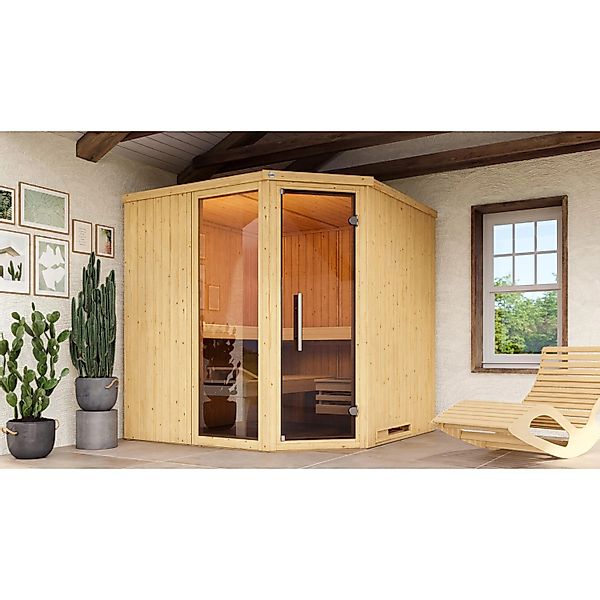 Weka Element-Ecksauna Varberg 3 o. Ofen Glastür/Fenster günstig online kaufen