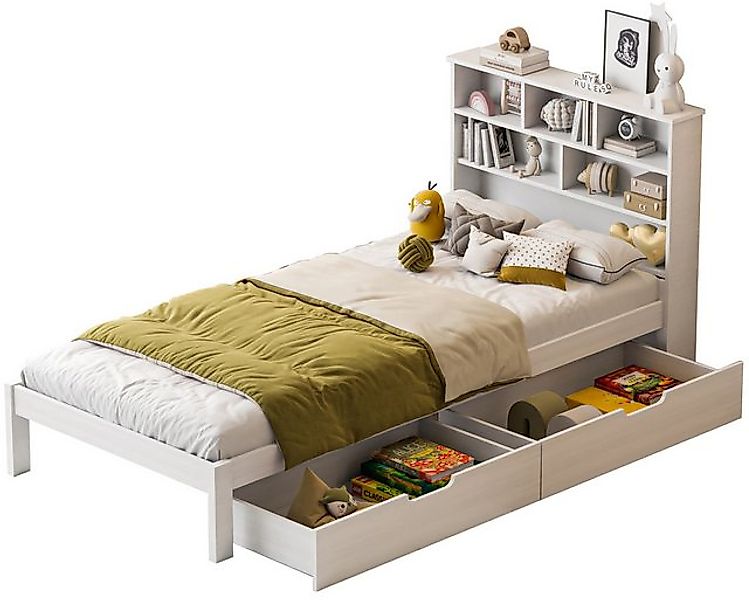 FUROKOY Etagenbett Kinderbett Massivholzbett Holzbett Mit 2 Schubladen Bett günstig online kaufen