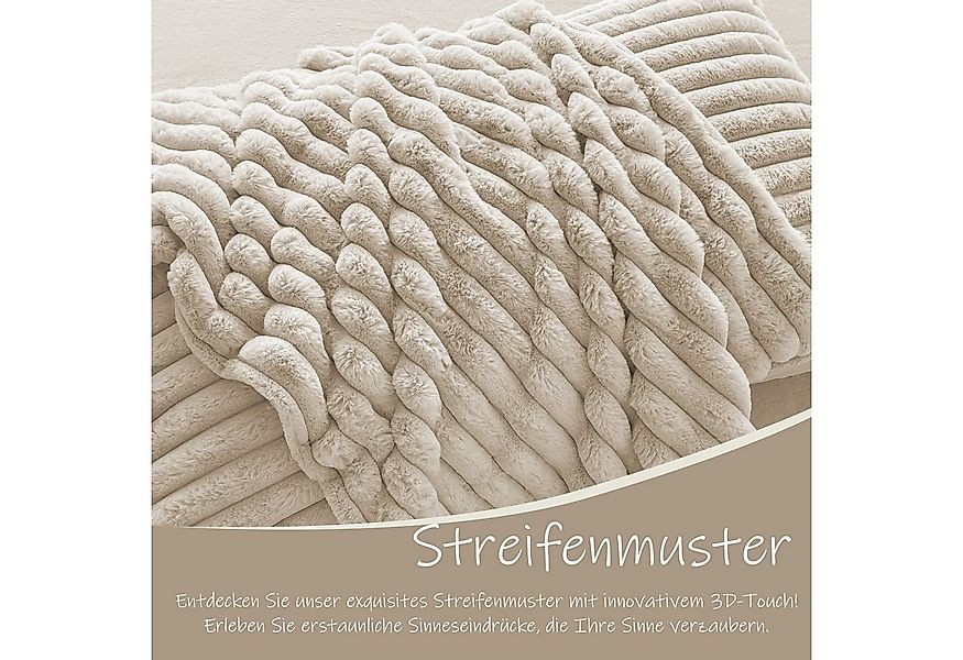 KEAYOO Bettwäsche Flauschiger Kunstfell-Streifen, 2 teilig, Plüsch Bettwäsc günstig online kaufen