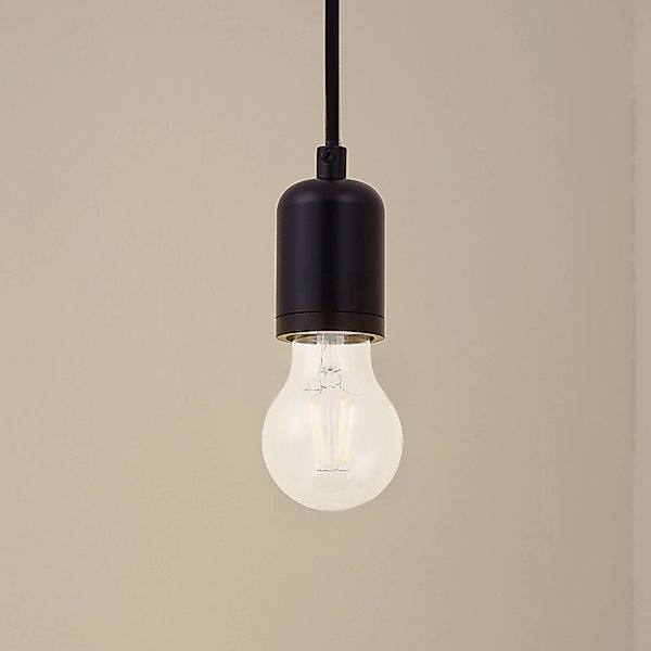 Lindby Pendelleuchte Hattie, schwarz, Ø 4,7 cm, Metall, E27 günstig online kaufen