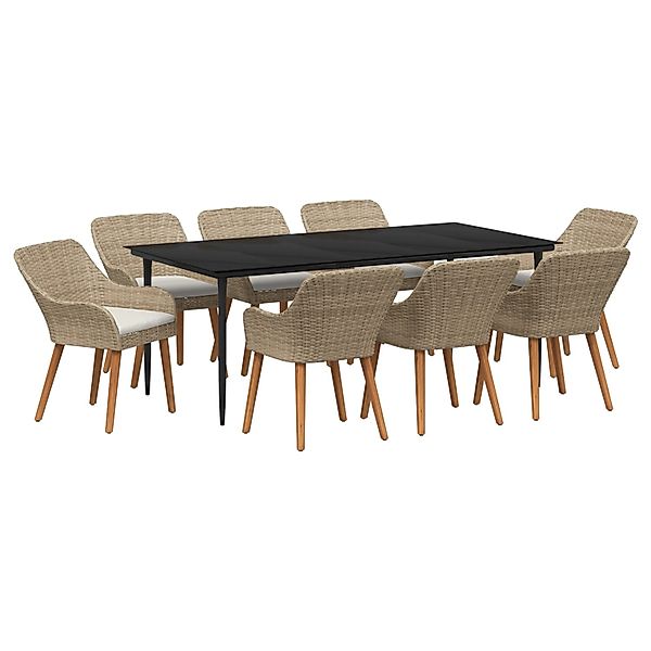 vidaXL 9-Teiliges Garten Esszimmer Set Beige Poly Rattan 3261697 günstig online kaufen