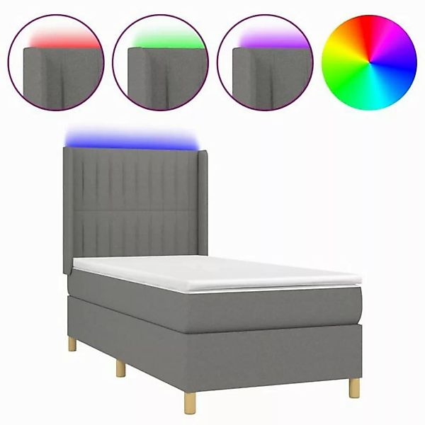 vidaXL Boxspringbett Boxspringbett mit Matratze LED Dunkelgrau 90x190 cm St günstig online kaufen