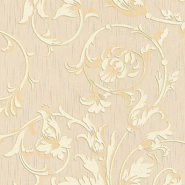 PROFHOME 956332-GU Textiloptik Tapete Blumen Matt Creme Gold Beige 0,53 m x günstig online kaufen