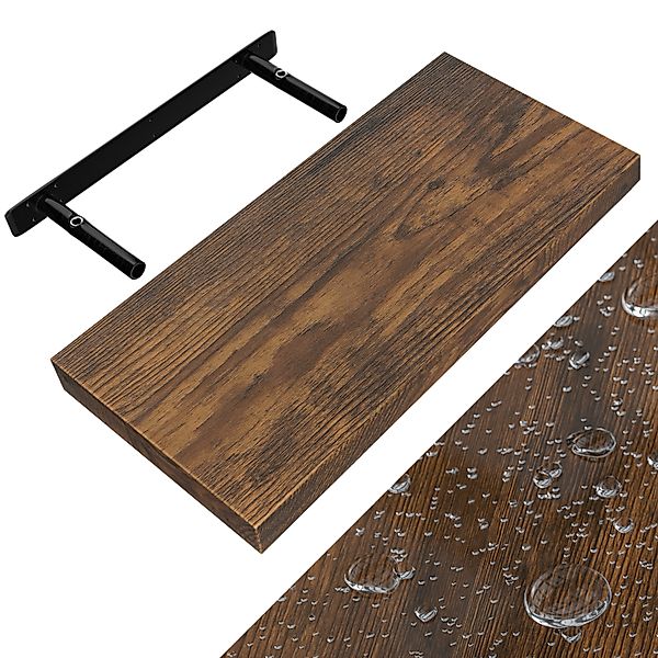 Wandregal Schweberegal 50cm Eiche dunkel + Halterung günstig online kaufen