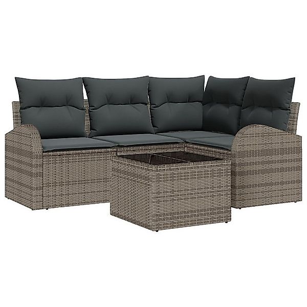 vidaXL Loungesofa 4-tlg. Garten-Sofagarnitur mit Kissen Schwarz Poly Rattan günstig online kaufen