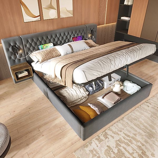 TavilaEcon Boxspringbett Polsterbett Hydraulisch Stauraumbett Doppelbett günstig online kaufen