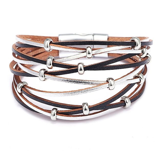 THE FASHION HOUSE Lederarmband Damen Lederarmband in Schwarz, Braun & Silbe günstig online kaufen