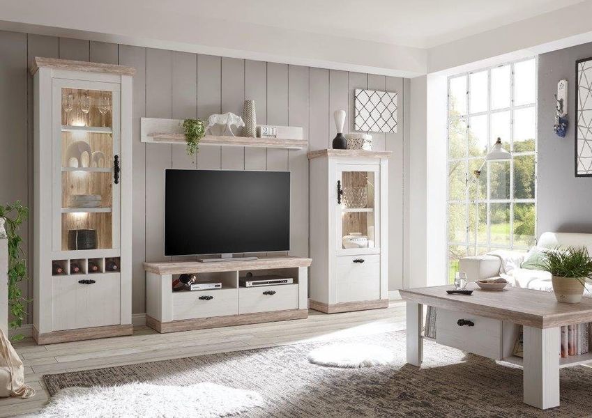 Home affaire Wohnwand "Florenz" Set, 4 Stk. tlg. im romatischen Landhausloo günstig online kaufen