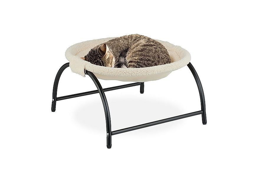 relaxdays Katzen-Hängematte Stehende Katzenhängematte mit Plüsch, Polyester günstig online kaufen