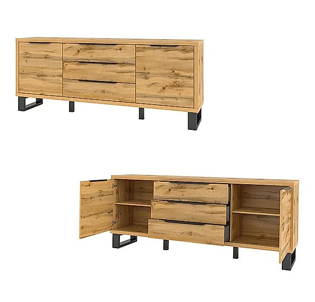 Lomadox Sideboard HENDERSON-83, Wohn-/Esszimmer Sideboard in Wotan Eiche Nb günstig online kaufen