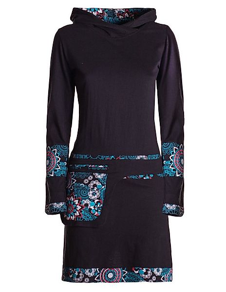 Vishes Jerseykleid Damen mittellanges Kleid Baumwolle Blumen-Muster Hoodie günstig online kaufen