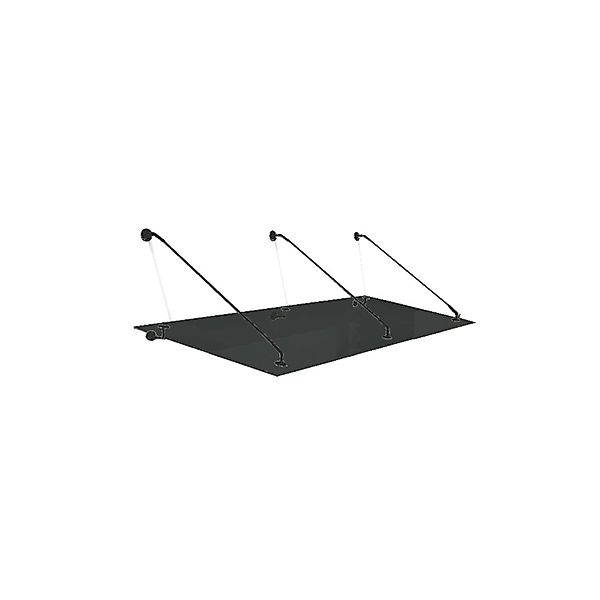 Glaszentrum Hagen STB 200x90 cm Glasvordach inkl. Halter Schwarz Grauglas günstig online kaufen