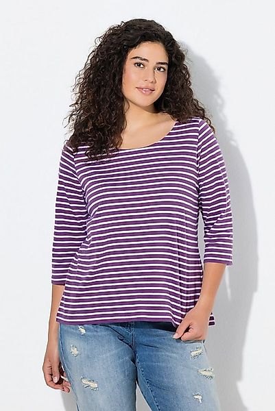 Ulla Popken T-Shirt Ringelshirt Classic Fit Rundhals 3/4-Arm günstig online kaufen