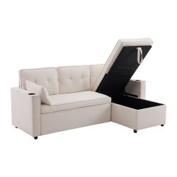Merax Ecksofa L-Form, Loungesessel mit Schlaffunktion, günstig online kaufen