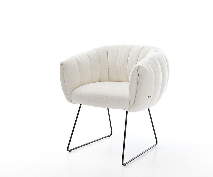 Esszimmerstuhl Jada-Flex Bouclé Soft Beige Kufengestell Schwarz Taschenfede günstig online kaufen