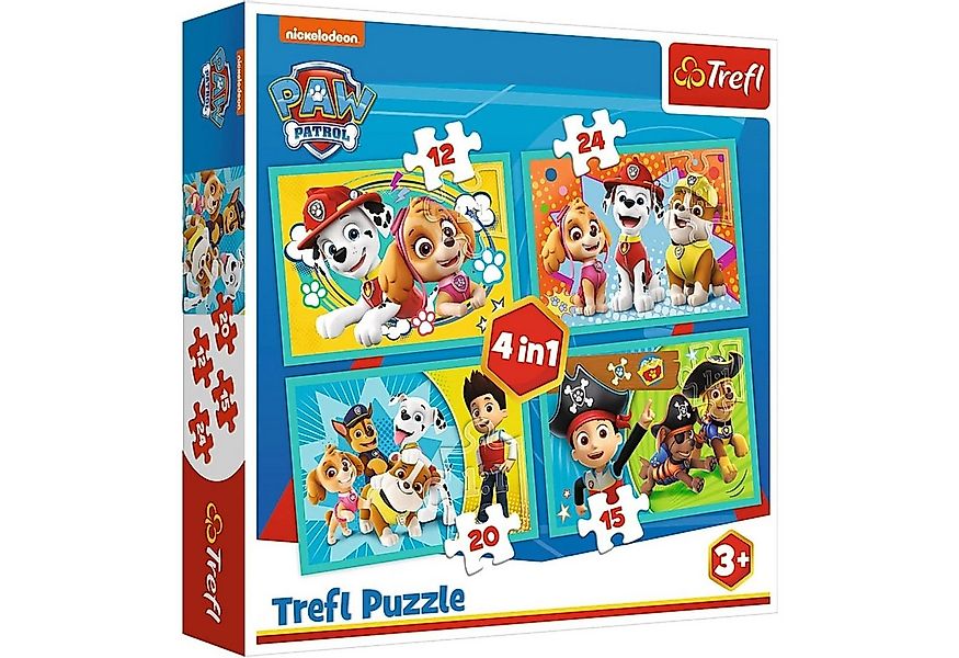 Trefl Puzzle 4 in 1 Puzzle, Das lustige Team von PAW Patrol, von 12 bis 24 günstig online kaufen