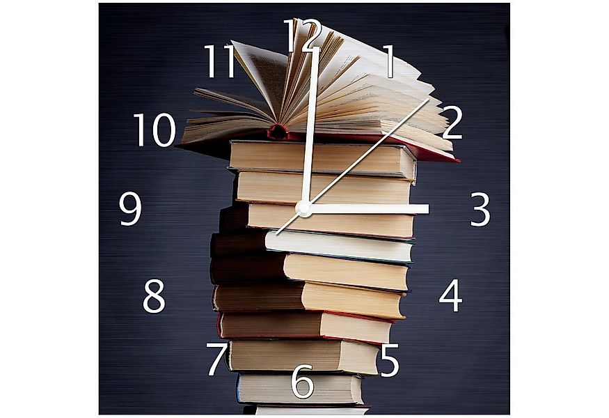 Wallario Wanduhr Bücherstapel (Aluverbunduhr) günstig online kaufen