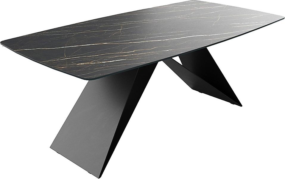 DELIFE Esstisch Edge, Bootsform Keramik Laminam®Noir günstig online kaufen