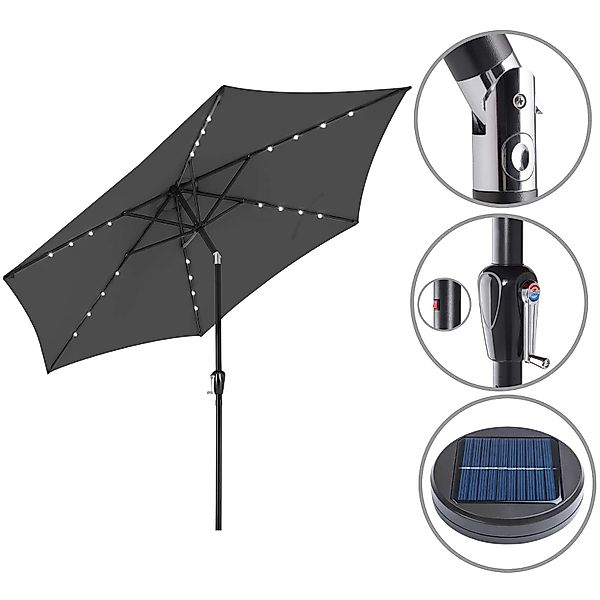 Kingsleeve Sonnenschirm, LED Beleuchtung Solarbetrieben Neigbar günstig online kaufen