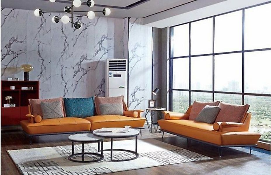 JVmoebel Sofa Italienische Polster Sitz Garnitur 4+2 Gruppe Leder Couch Mod günstig online kaufen