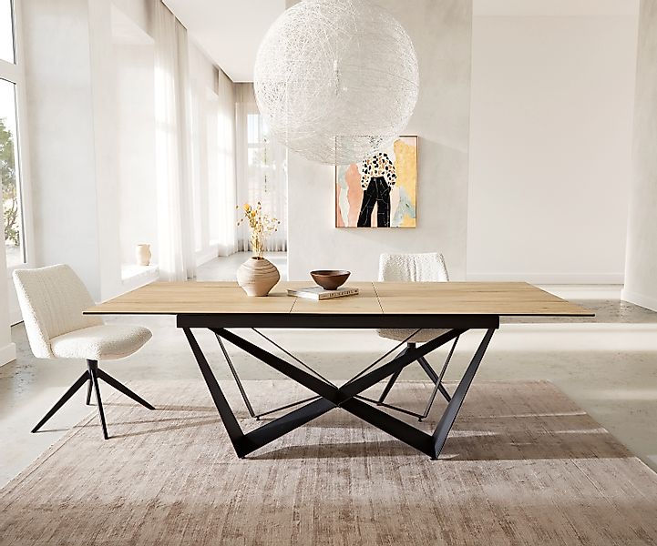 Esstisch Edge 180-220x100 Keramik Laminam® Sabbia Eichefarbig Spider Flachs günstig online kaufen