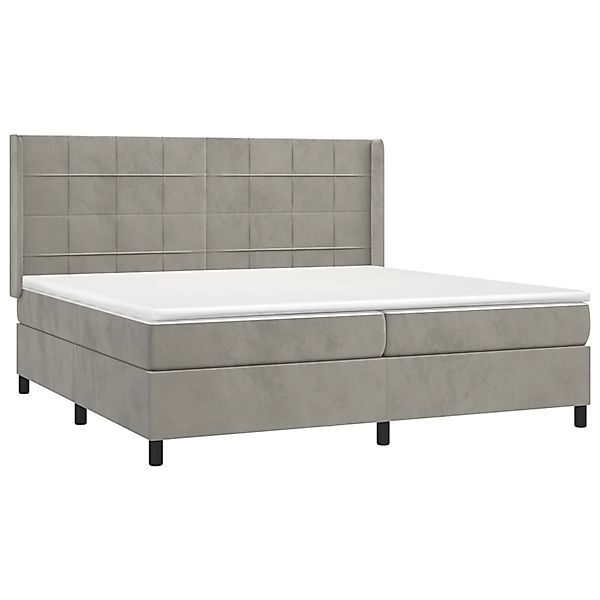 vidaXL Boxspringbett mit Matratze & LED Hellgrau 200x200 cm Samt 3139583 günstig online kaufen