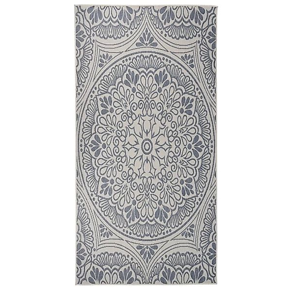 vidaXL Outdoorteppich Flachgewebe 100x200 Cm Blaues Muster 1123999 günstig online kaufen