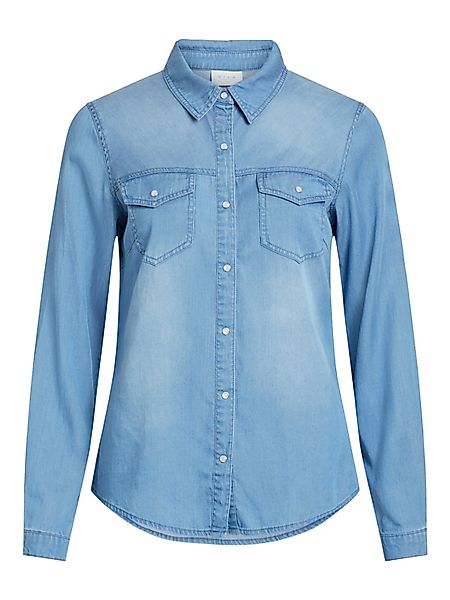 Vila Jeansbluse Bista (1-tlg) Drapiert/gerafft günstig online kaufen