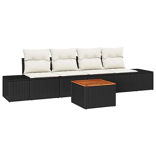 vidaXL Garten-Sofa-Set 5-Tlg Schwarz Weiß 3356556 günstig online kaufen