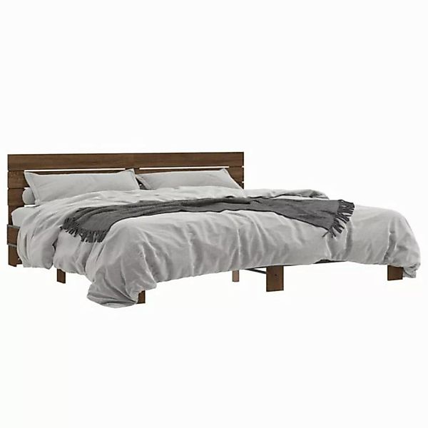 vidaXL Bettgestell, Bettrahmen Braun Eichen-Optik 180x200 cm Holzwerkstoff günstig online kaufen