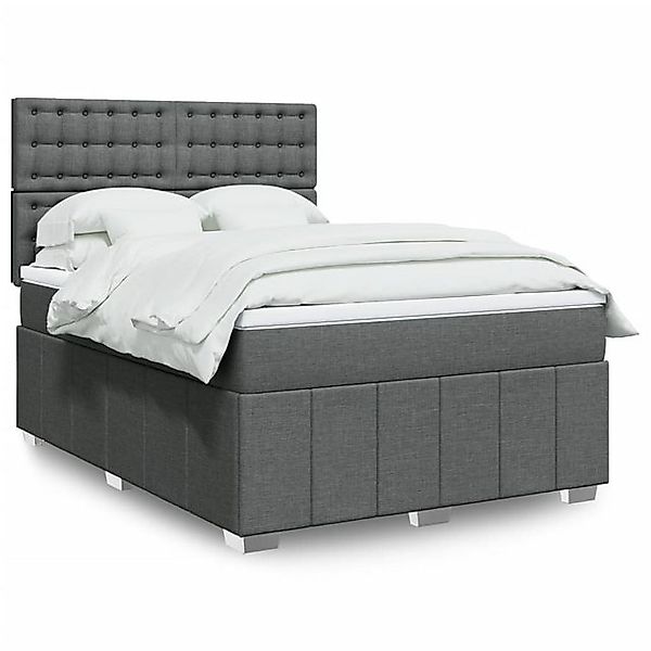 vidaXL Bettgestell Boxspringbett mit Matratze Dunkelgrau 140x200 cm Stoff B günstig online kaufen