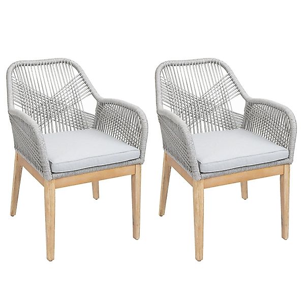 Proregal 2er-Set Gartenstuhl HxBxT 85x58x59 cm Sitzhöhe 47cm Wetterfest Sei günstig online kaufen