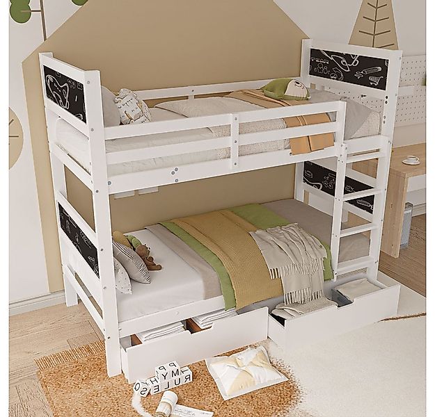 FUROKOY Etagenbett Doppelbett,multifunktionales Kinderbett mit 2 großen Sch günstig online kaufen