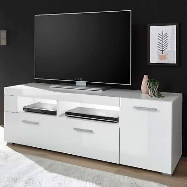 Lomadox TV-Lowboard CLAVI-61 in Hochglanz weiß, B/H/T ca.: 140/48/40 cm günstig online kaufen