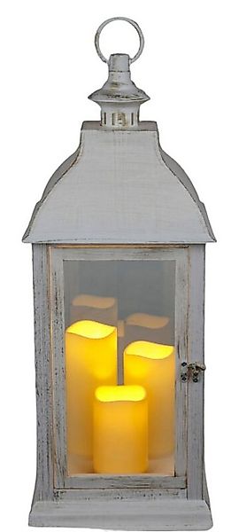 BURI Kugelleuchte Deko-Laterne weiß mit 3 LED-Kerzen Flackereffekt Weihnach günstig online kaufen