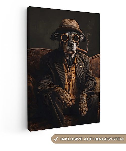OneMillionCanvasses® Leinwandbild Hund - Zigarre - günstig online kaufen