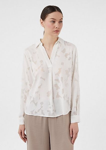 Comma Langarmbluse Semitransparente Jacquard-Bluse im Relaxed Fit günstig online kaufen