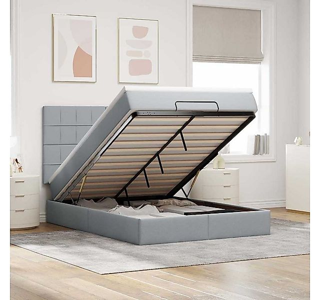 vidaXL Bett, Ottoman-Bett mit Matratze Hellgrau 140x190 cm Stoff günstig online kaufen