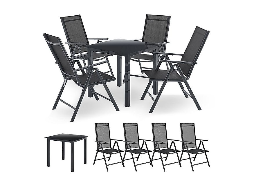 Juskys Garten-Essgruppe Milano, (5-tlg), 4 Gartenstühlen plus Tisch - Stühl günstig online kaufen