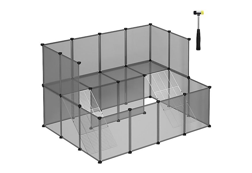 SONGMICS Kleintierkäfig, 2-stöckig mit Metallgittertreppen 143x108x92cm günstig online kaufen