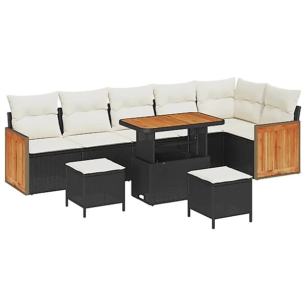 vidaXL Gartensofa-Set mit Kissen 11 Stk Schwarz und Creme Poly-Rattan 33652 günstig online kaufen