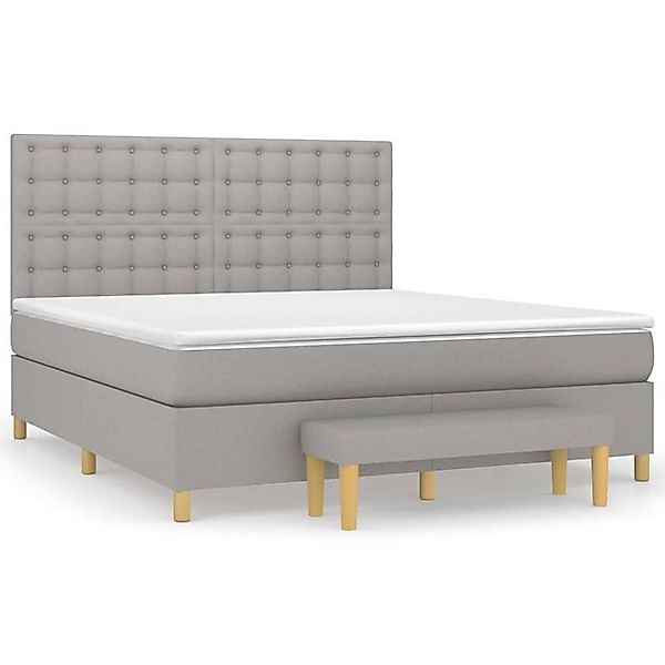 vidaXL Boxspringbett, Boxbett mit Matratze Hellgrau 160x200 cm Stoff günstig online kaufen